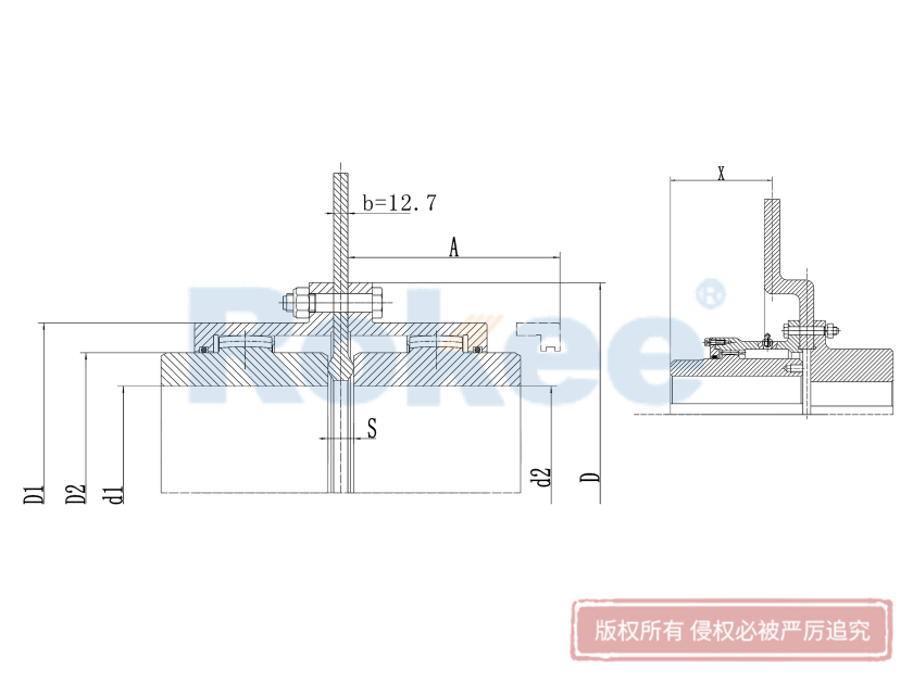 帶制動盤鼓形齒聯(lián)軸器,制動盤型鼓形齒式聯(lián)軸器