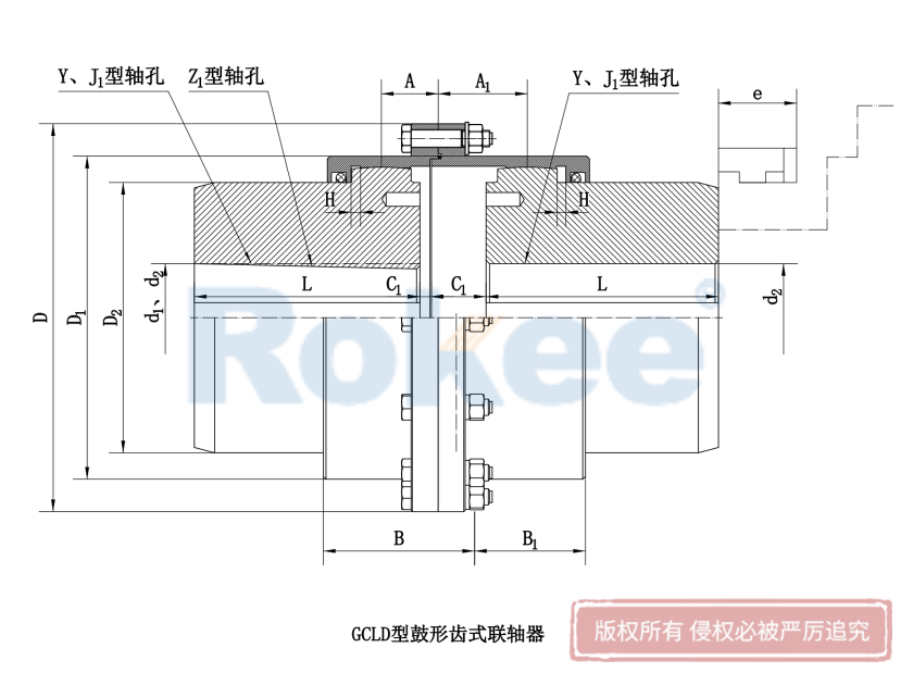 GCLD鼓形齒式聯(lián)軸器,GCLD型接電機軸伸鼓形齒聯(lián)軸器,GCLD型齒式聯(lián)軸器